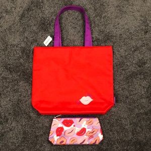Clinique reversible tote and cosmetic pouch